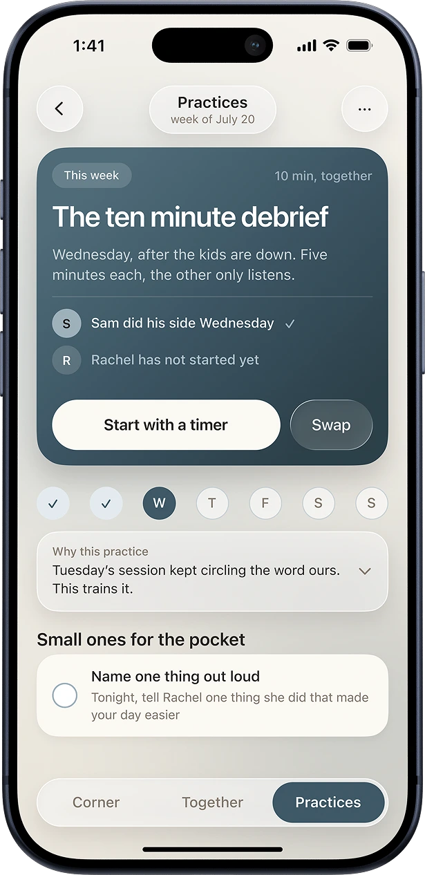 The Totwo app asking a question in the middle of a conversation