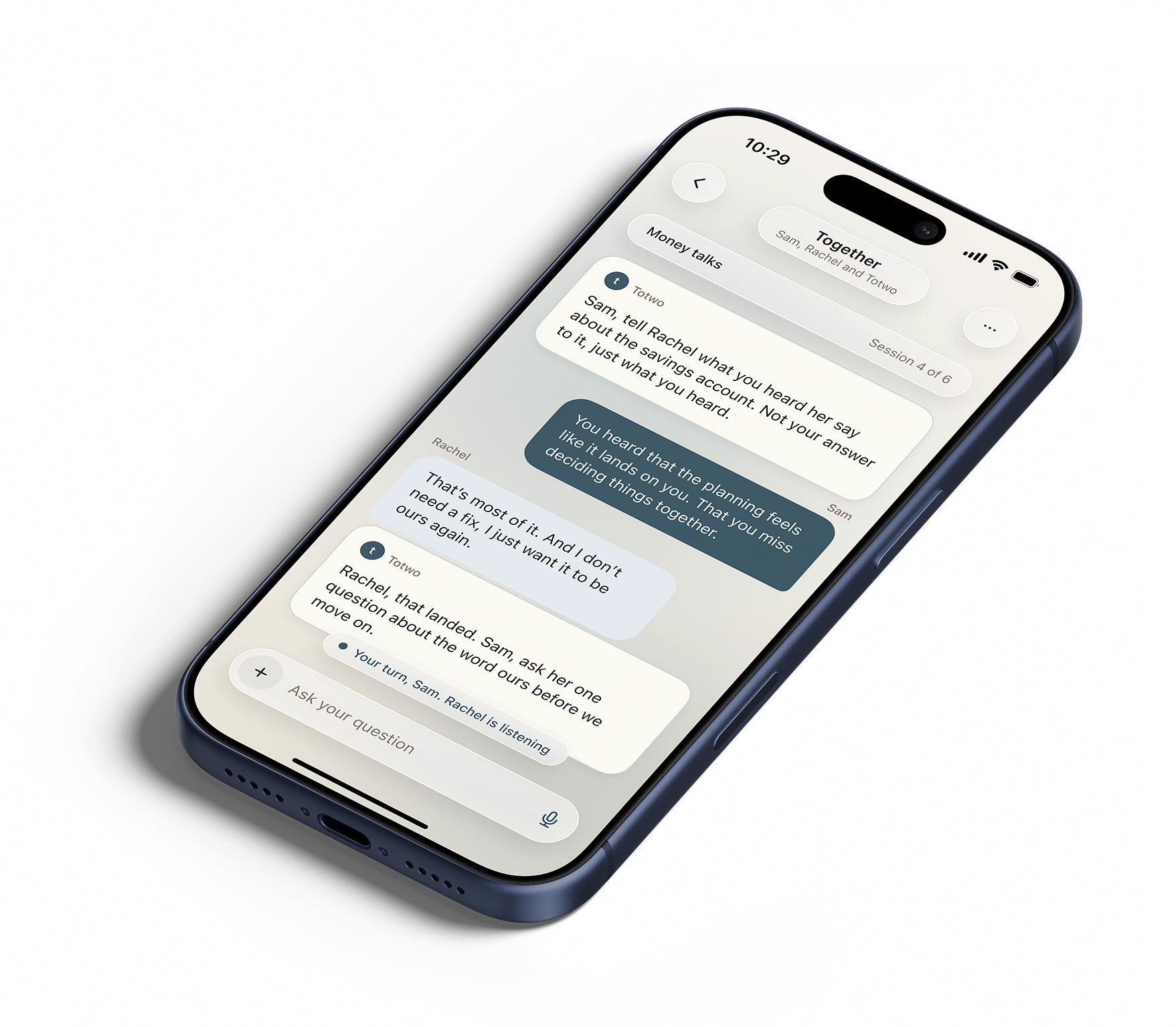 The Totwo app showing a weekly practice card